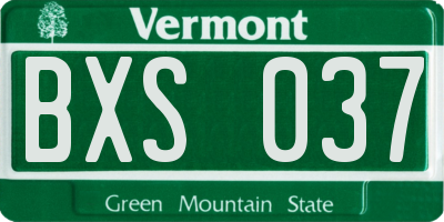 VT license plate BXS037