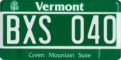 VT license plate BXS040