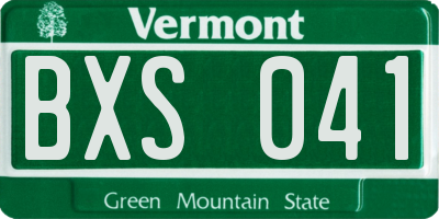 VT license plate BXS041