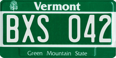 VT license plate BXS042