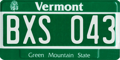 VT license plate BXS043