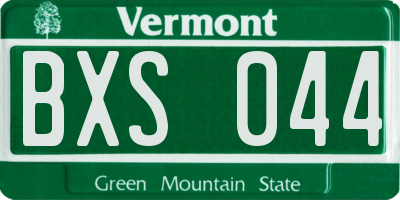 VT license plate BXS044