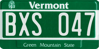 VT license plate BXS047