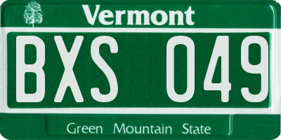 VT license plate BXS049