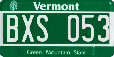 VT license plate BXS053