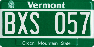 VT license plate BXS057