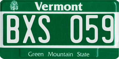 VT license plate BXS059