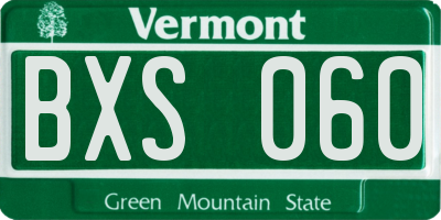 VT license plate BXS060