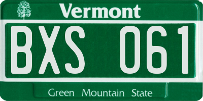 VT license plate BXS061