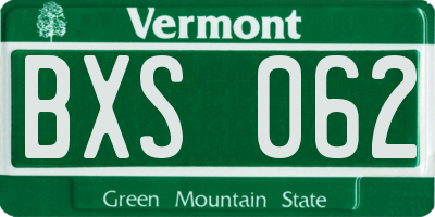 VT license plate BXS062