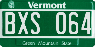 VT license plate BXS064