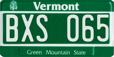 VT license plate BXS065