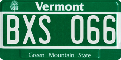VT license plate BXS066