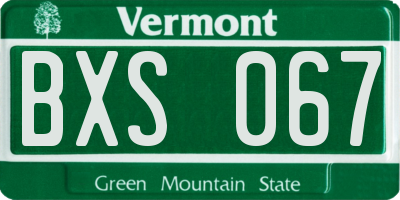 VT license plate BXS067