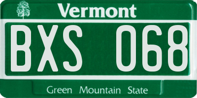 VT license plate BXS068