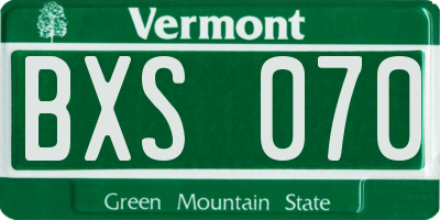 VT license plate BXS070