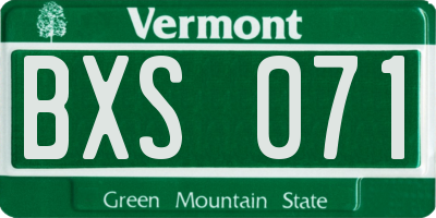 VT license plate BXS071