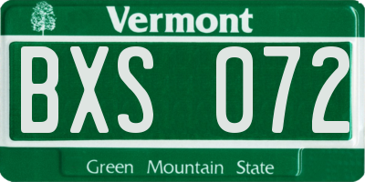 VT license plate BXS072