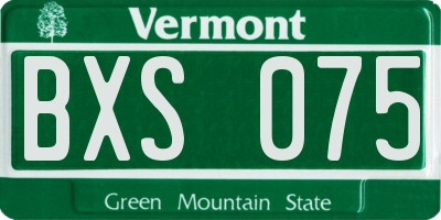 VT license plate BXS075