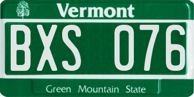 VT license plate BXS076