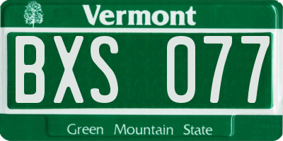 VT license plate BXS077