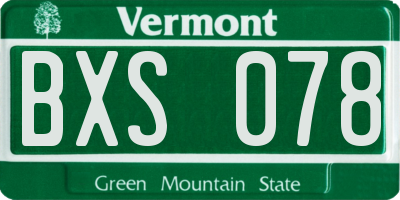 VT license plate BXS078