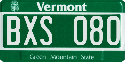 VT license plate BXS080