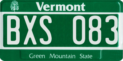 VT license plate BXS083