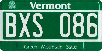 VT license plate BXS086