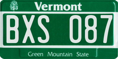 VT license plate BXS087
