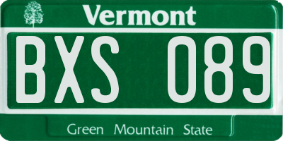 VT license plate BXS089