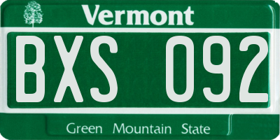 VT license plate BXS092