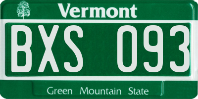 VT license plate BXS093