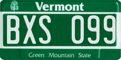 VT license plate BXS099