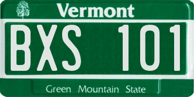 VT license plate BXS101