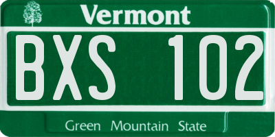 VT license plate BXS102