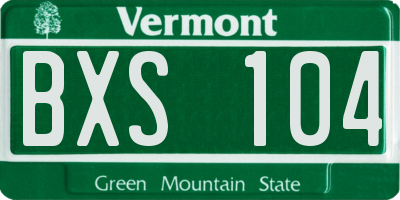 VT license plate BXS104