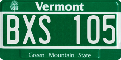 VT license plate BXS105