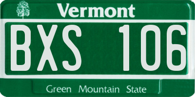 VT license plate BXS106