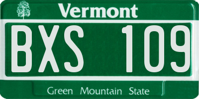 VT license plate BXS109