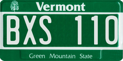 VT license plate BXS110