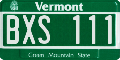 VT license plate BXS111