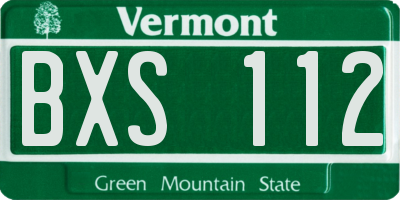 VT license plate BXS112
