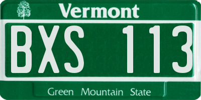 VT license plate BXS113