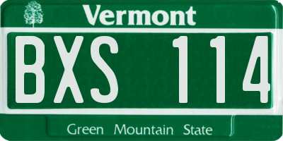 VT license plate BXS114