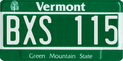 VT license plate BXS115