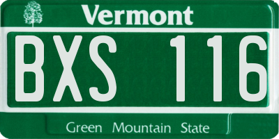 VT license plate BXS116
