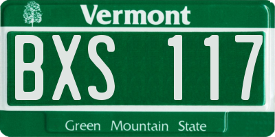 VT license plate BXS117