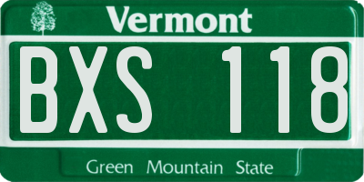 VT license plate BXS118