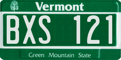 VT license plate BXS121